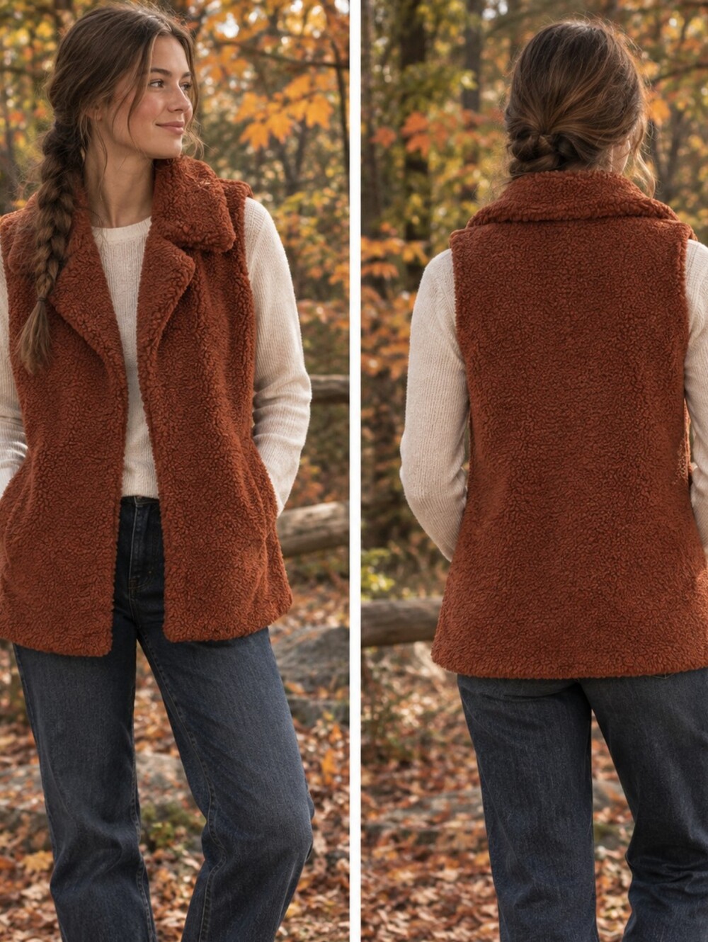 Maurices Rust Teddy Faux-Sherpa Vest